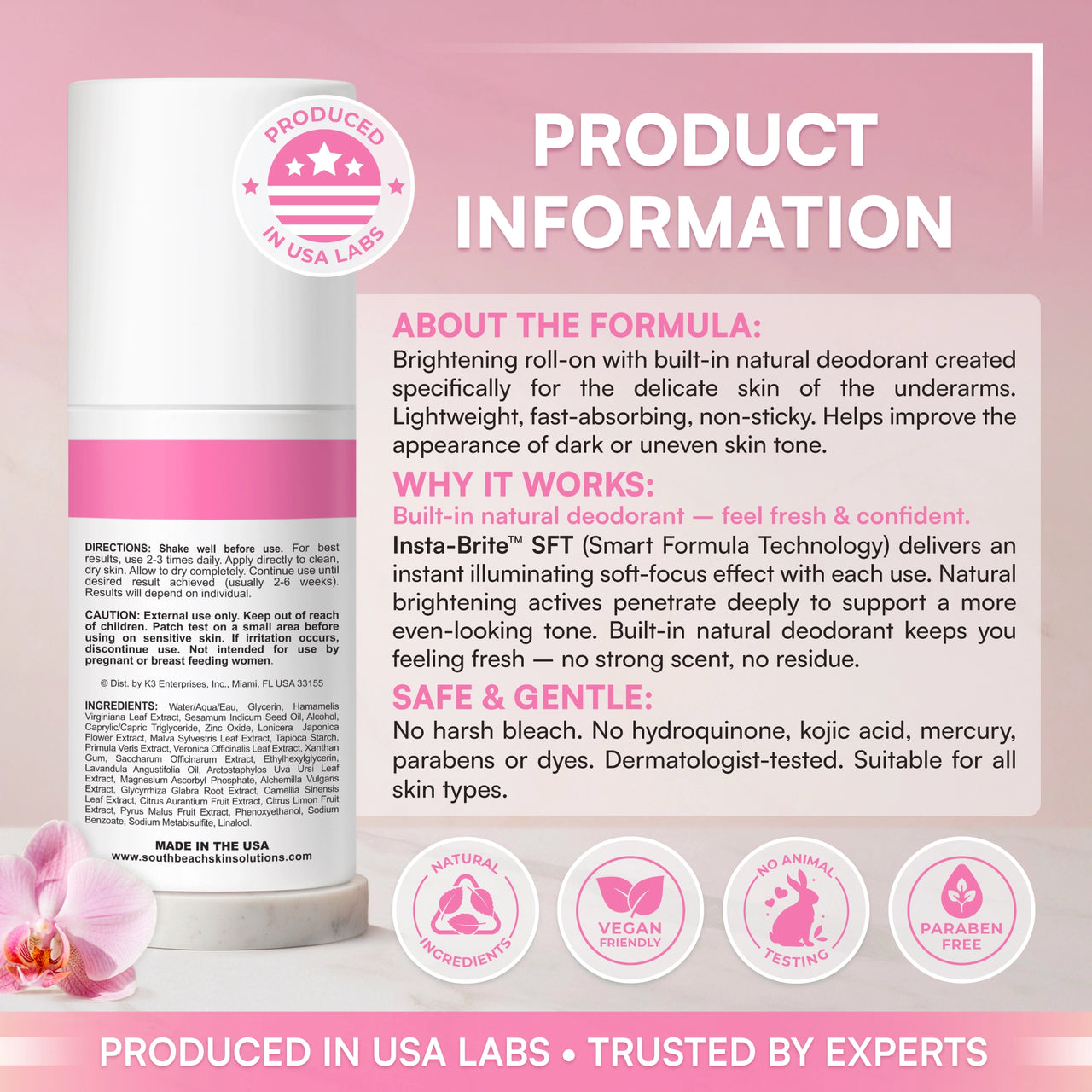 SB Skin Brightening Roll-on for Underarms w/ Natural Deodorant