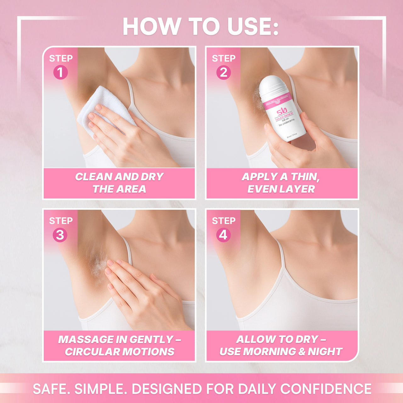 SB Skin Brightening Roll-on for Underarms w/ Natural Deodorant