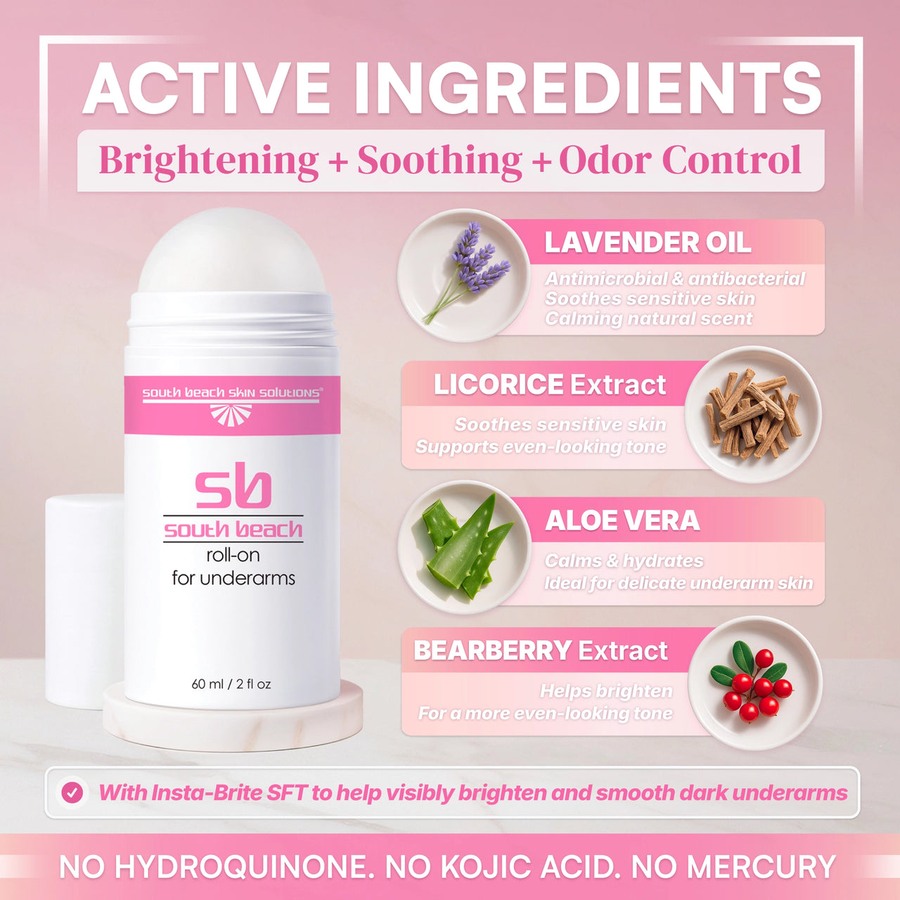 SB Skin Brightening Roll-on for Underarms w/ Natural Deodorant